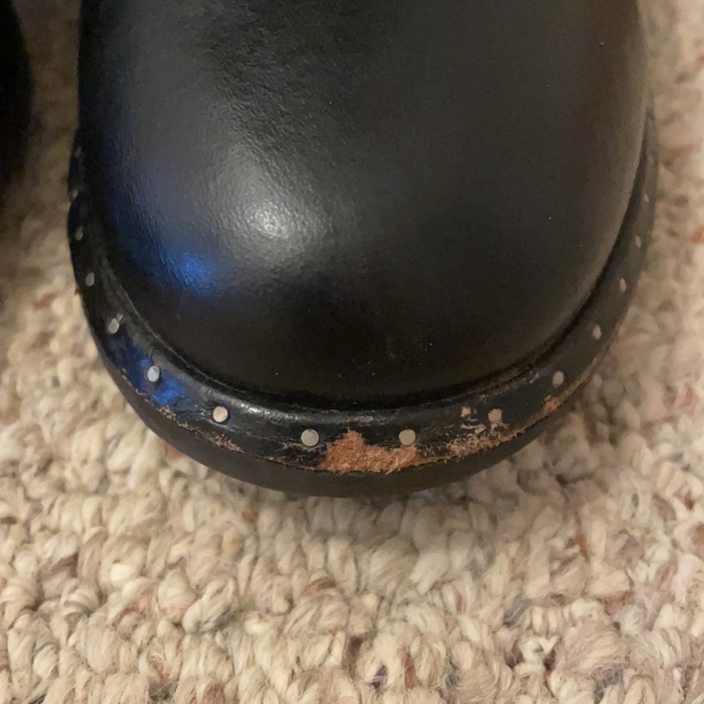 UGG Collection Vincento Italian Leather Moto Black Biker Boots Size 8 - Picture 4 of 12